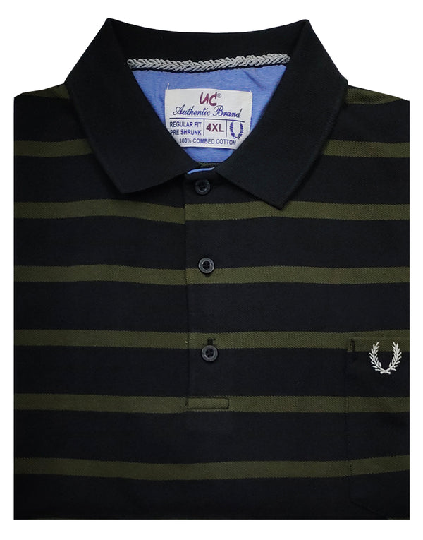 Polo Stripes - Black with Green Lining