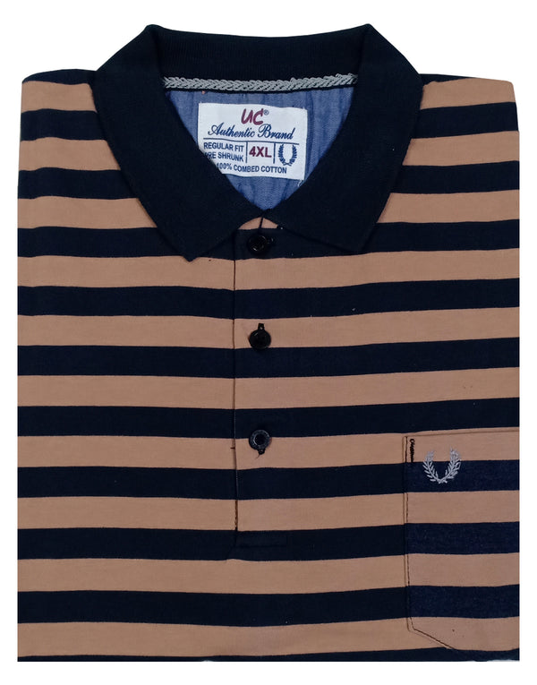 Polo Stripes - Black with Peach Lining