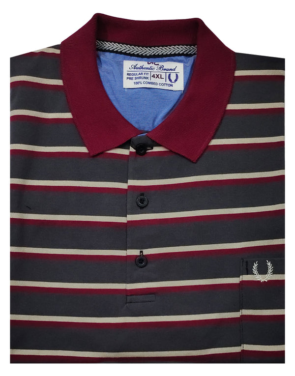 Polo Stripes - Grey with Red and White Lining