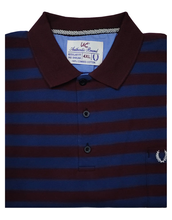 Polo Stripes - Maroon with Blue Lining