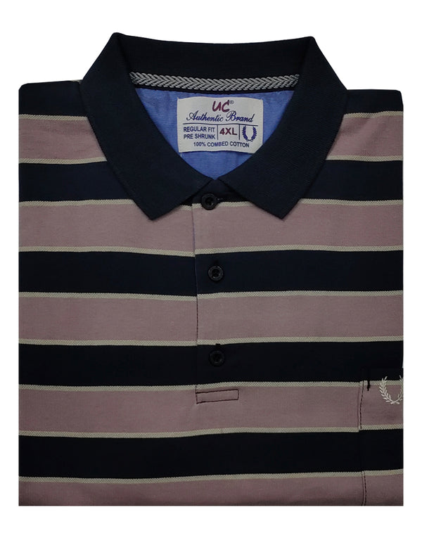 Polo Stripes - Rich Black with Pink Broad Lining
