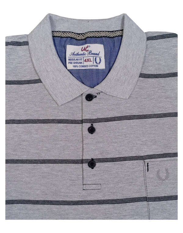 Polo Stripes - Grey with Black Dotted Lining