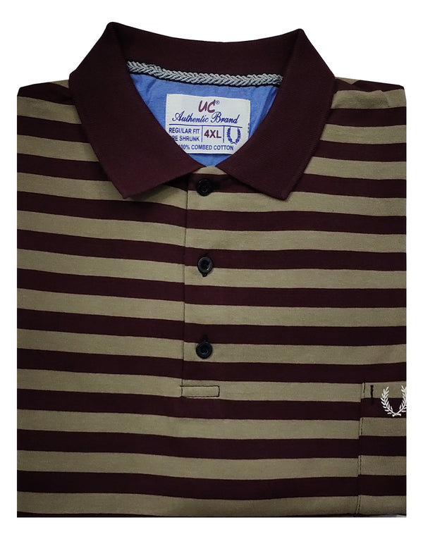 Polo Stripes - Maroon with Beige Lining