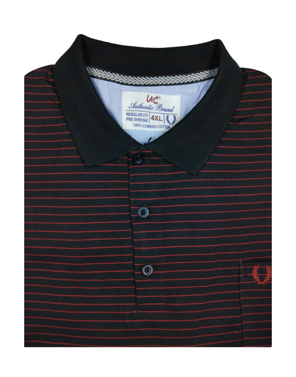 Polo Stripes - Black with Red Thin Lining