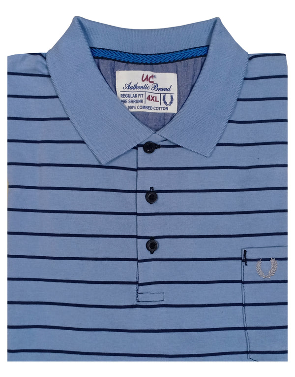 Polo Stripes - Light Blue with Dark Blue thin Lining