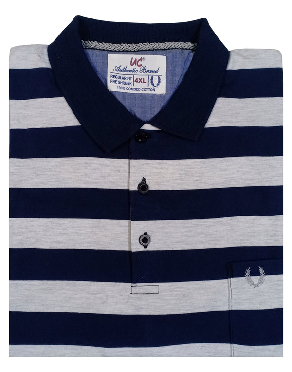 Polo Stripes - Blue with Heather Grey Broad Lining