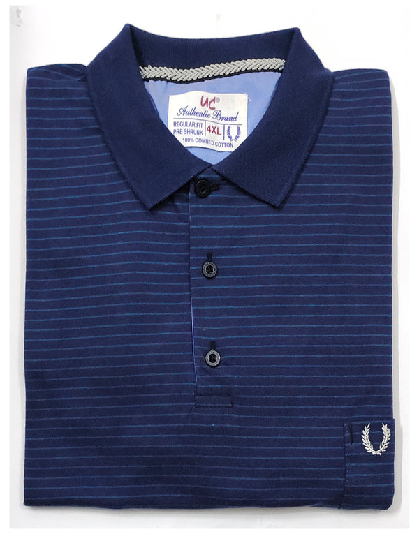 Polo Stripes - Navy Blue with Turquoise Thin Lining