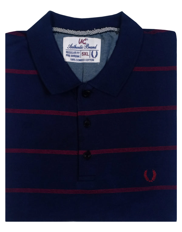 Polo Stripes - Blue with Red Dotted Lining