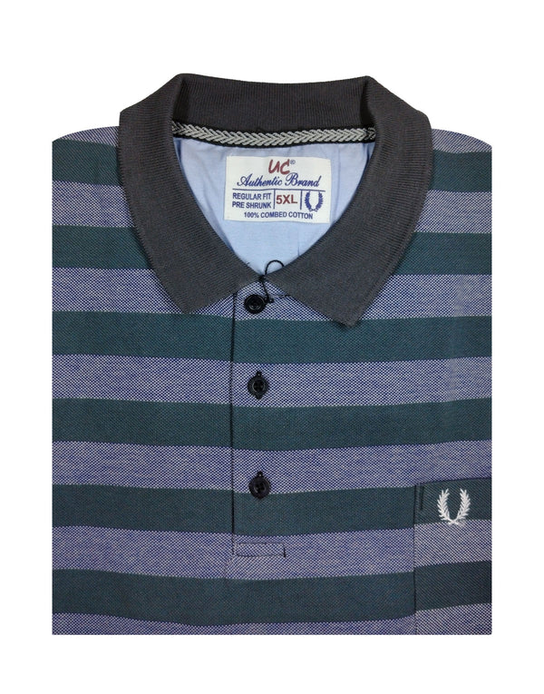 Polo Stripes - Green with Grey Broad Lining