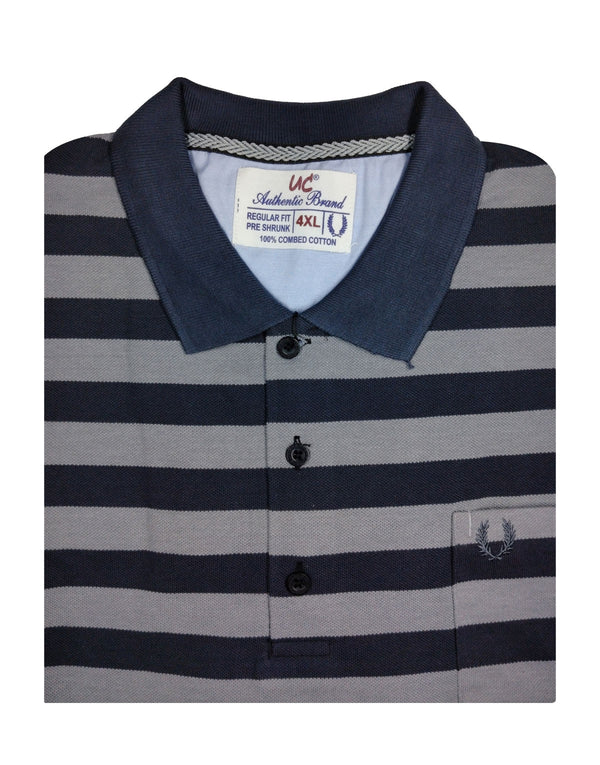 Polo Stripes - Grey with Rich Black Broad Lining