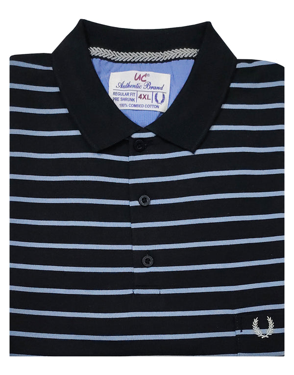 Polo Stripes -  Black with Light Blue Lining