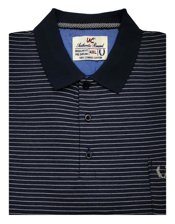 Polo Stripes - Rich Black with White Thin Lining
