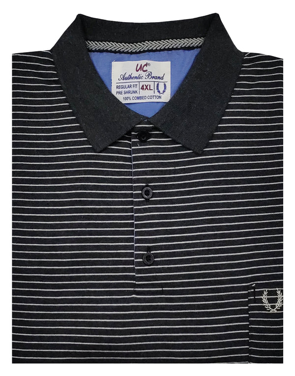 Polo Stripes - Charcoal With White Thin Lining
