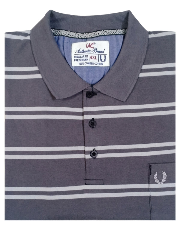 Polo Stripes - Grey with White Double Lining