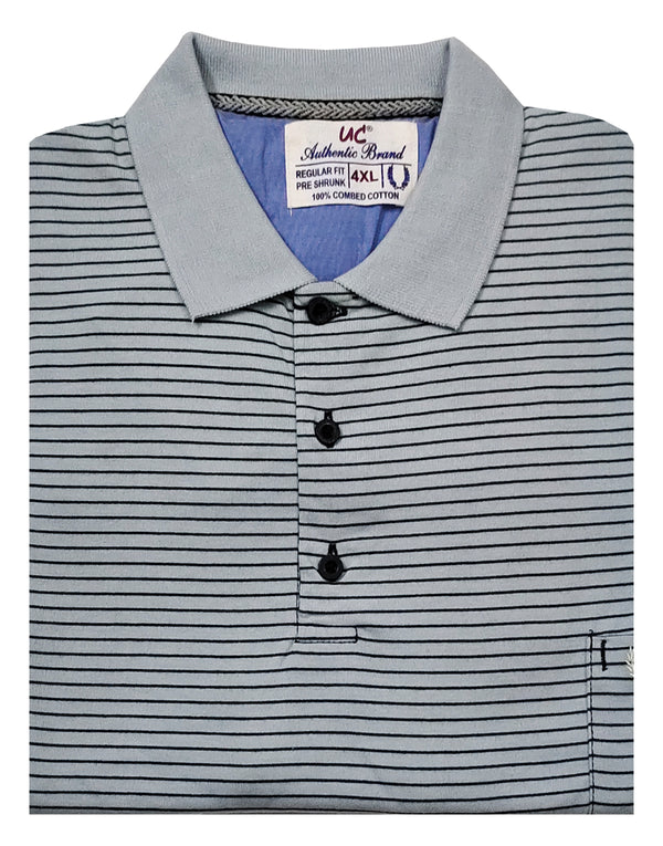 Polo Stripes - Celeste Blue with Green Thin Lining