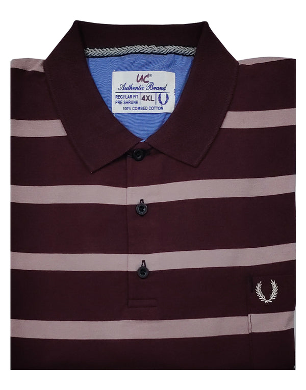 Polo Stripes - Maroon with Pink Lining