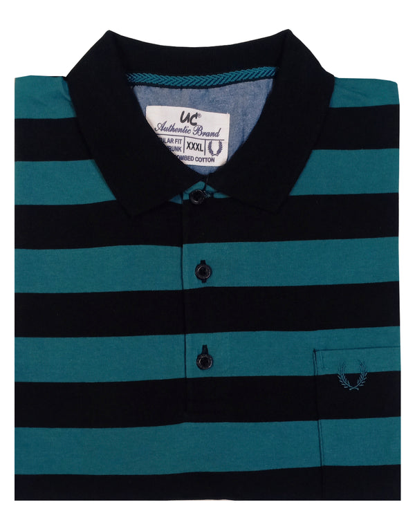 Polo Stripes - Black with Blue Broad Lining