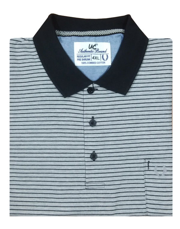 Polo Stripes -   Heather Grey with Black Lining