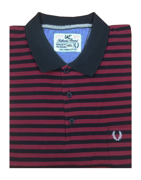 Polo Stripes -  Black with Maroon Medium Lining