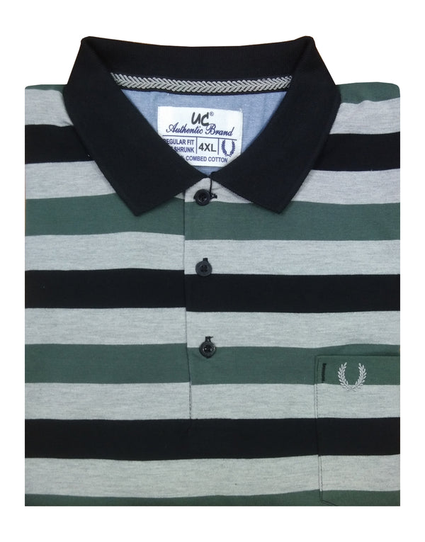 Polo Stripes - Black with Green and Grey Lining