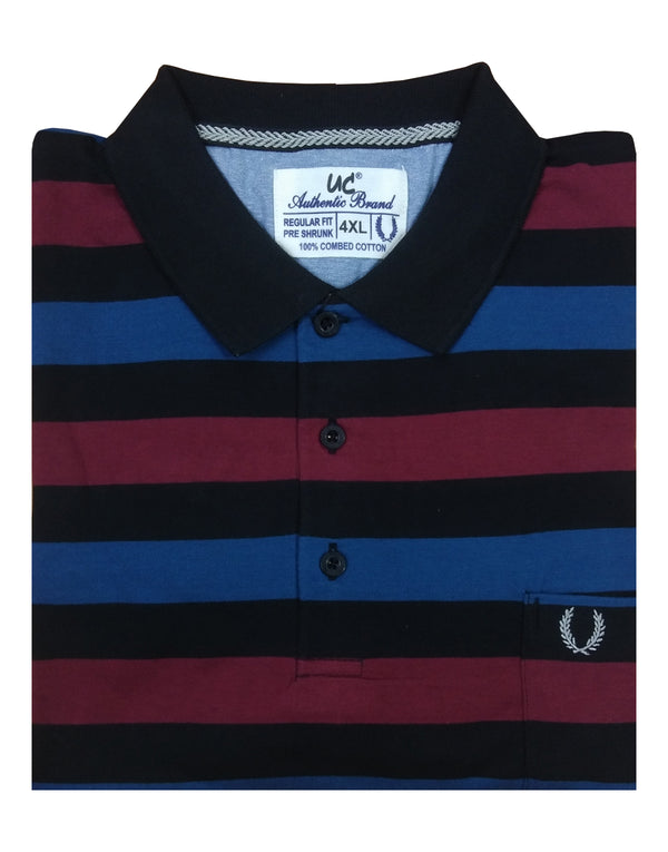 Polo Stripes - Black with Red and Blue Lining