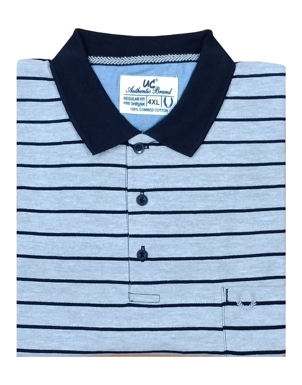 Polo Stripes - Heather Grey with Black Lining