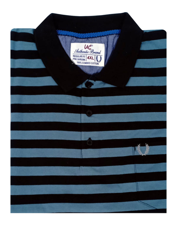 Polo Stripes - Black with Sea Green Lining