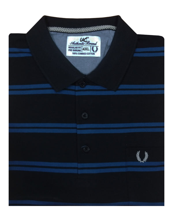 Polo Stripes - Black with Double Blue Lining