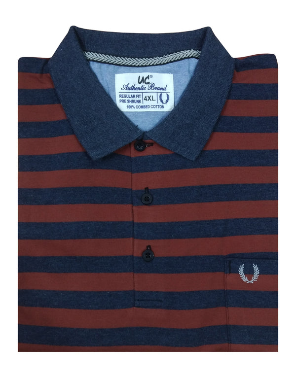 Polo Stripes - Raw Blue and Rust Lining