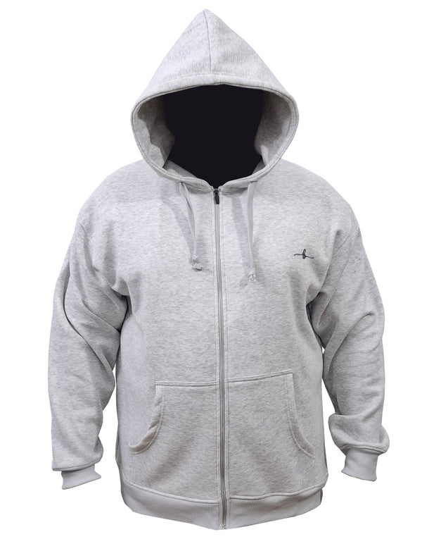 Fleece Hoodie - Zipper - Heather Grey