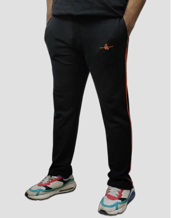 French Terry Trouser - Black with Orange