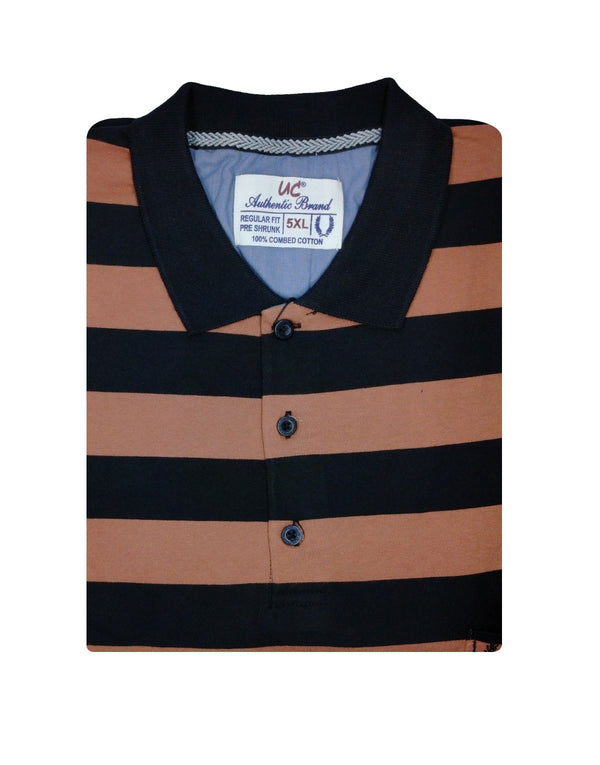 Polo Stripes - Black and Peach Broad Lining