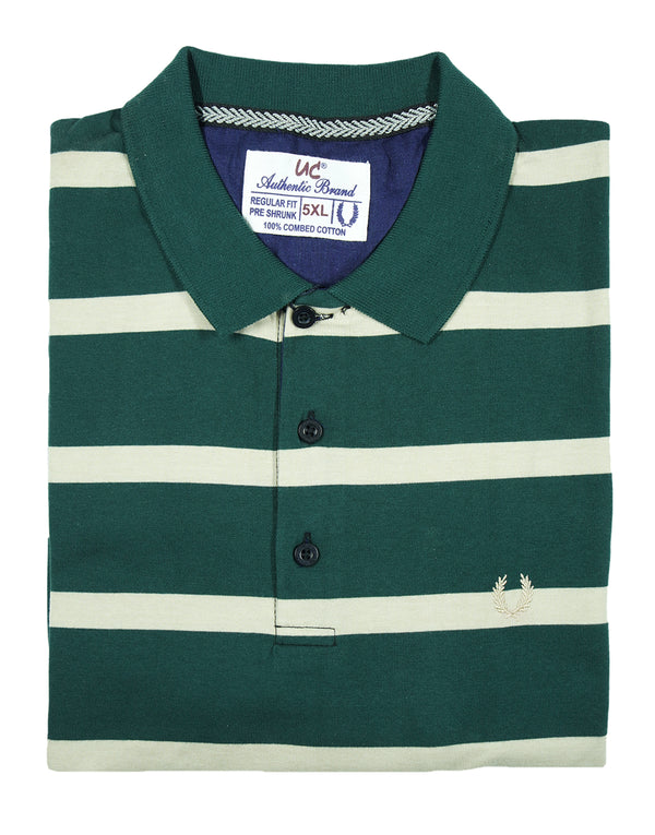 Polo Stripes - Green and Off White Lining