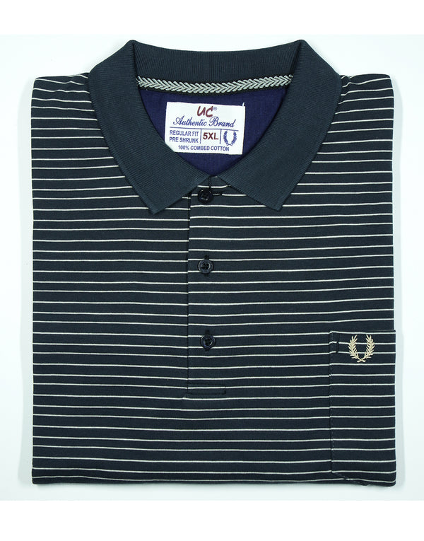 Polo Stripes - Rich Black with White Lining