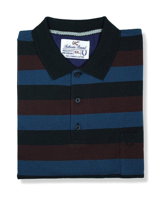 Polo Stripes - Black with Maroon and Turquoise