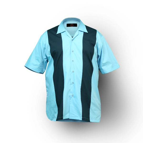 Retro - L.Blue on Blue large size men retro shirts