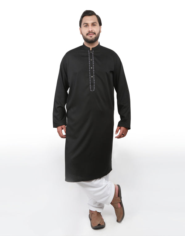 Kurta - Obsidian Black with Embroidery