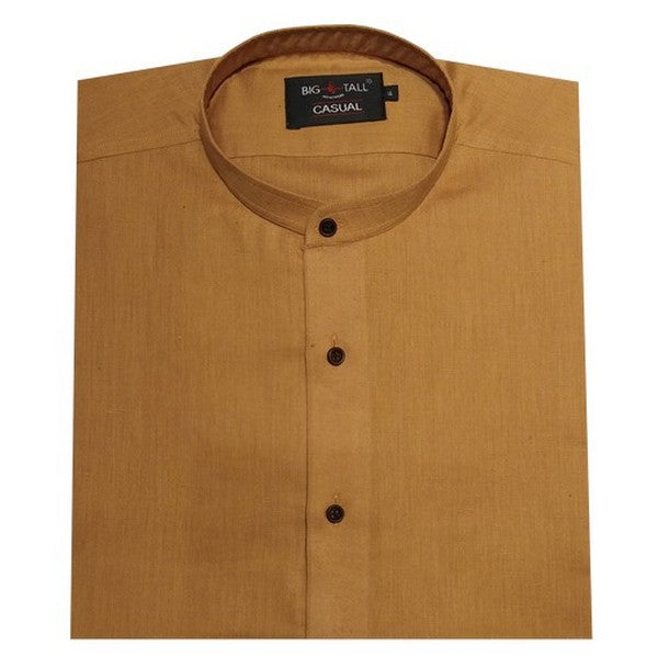 Mustard Linen Menderin Large Size Linen Menderin shirt