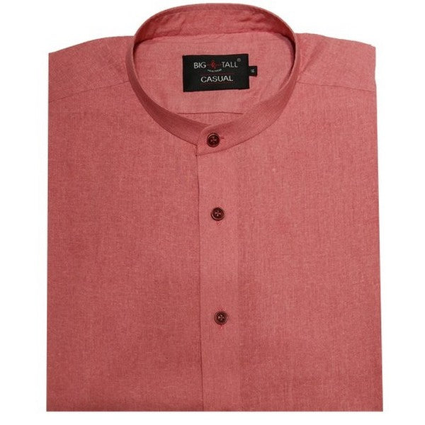 Pink Linen Menderin Large Size Linen Menderin shirt
