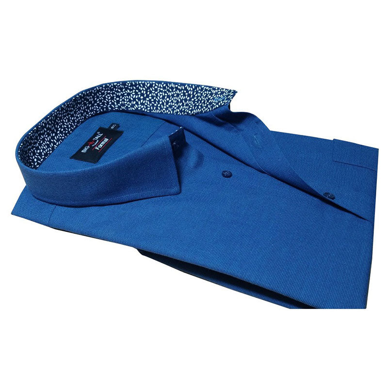 Navy Blue 2Tone Large Men Formal Shirt